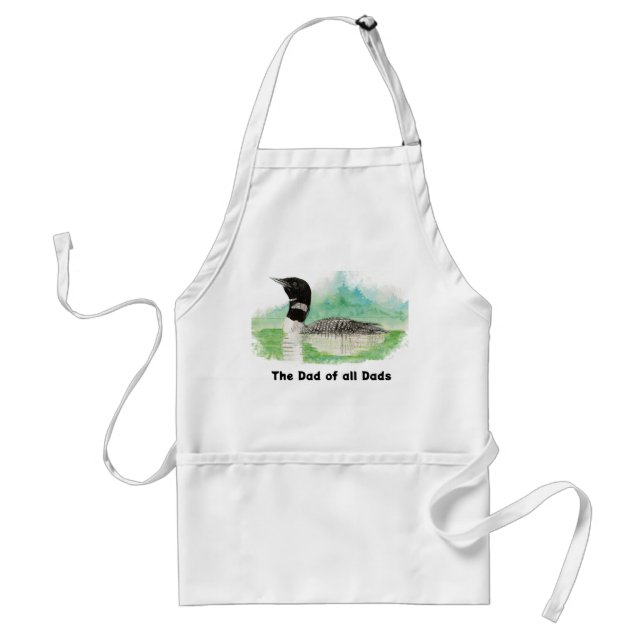 Wilderness Art Common Loon Bird Dad of All Dads Adult Apron (Front)