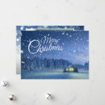Wilderness Cabin surrounded by snow - Personalize Holiday Card