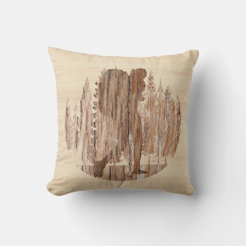 Wilderness Calls Hiker In Wood Throw Pillow