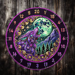 Wilderness Calls: Wolf and Golden Moon Dart Board<br><div class="desc">Elevate your fishing lodge with this stunning wolf design. The regal purple tones, intricate patterns, and golden accents create a perfect balance of boldness and tranquility. It sets the tone for your dartboard corner, blending art with a rugged vibe. Bring the outdoors inside while enjoying spirited dart games with friends....</div>