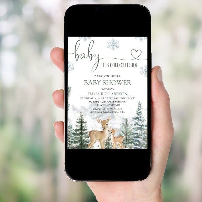 Wilderness Deer Baby Its Cold Outside Baby Shower Invitation (Front Digital)