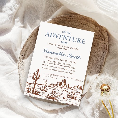 Wilderness Desert Let Adventure Begin Baby Shower  Invitation