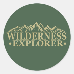 Wilderness explorer outdoor hiking hikers hike classic round sticker
