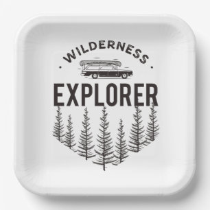Wilderness Explorer Station Wagon Canoe Trees Paper Plates
