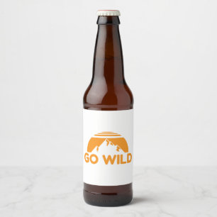 Wilderness Go Wild Mountain Nature Gift Idea Beer Bottle Label