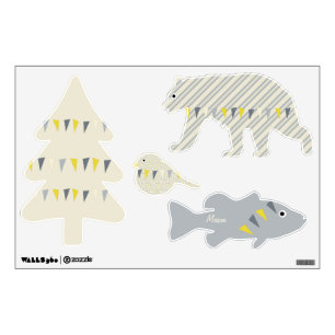 Wilderness Gray Yellow Ivory Bunting Wall Decal