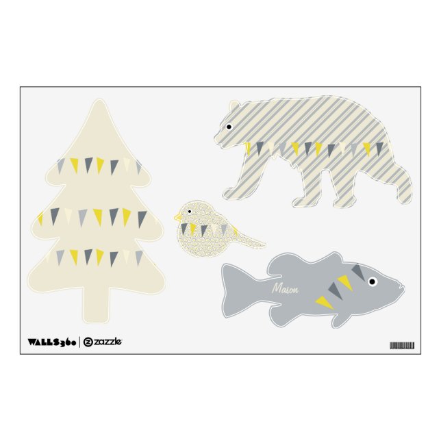 Wilderness Gray Yellow Ivory Bunting Wall Decal (Front)