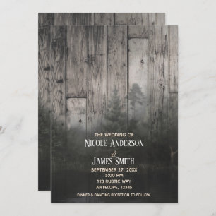 Wilderness Lake Pine Trees Forest & Wood Wedding Invitation
