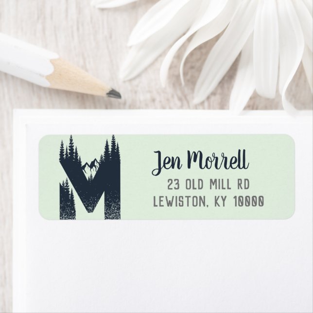 Wilderness Monogram 'M' Return Address Label (Insitu)