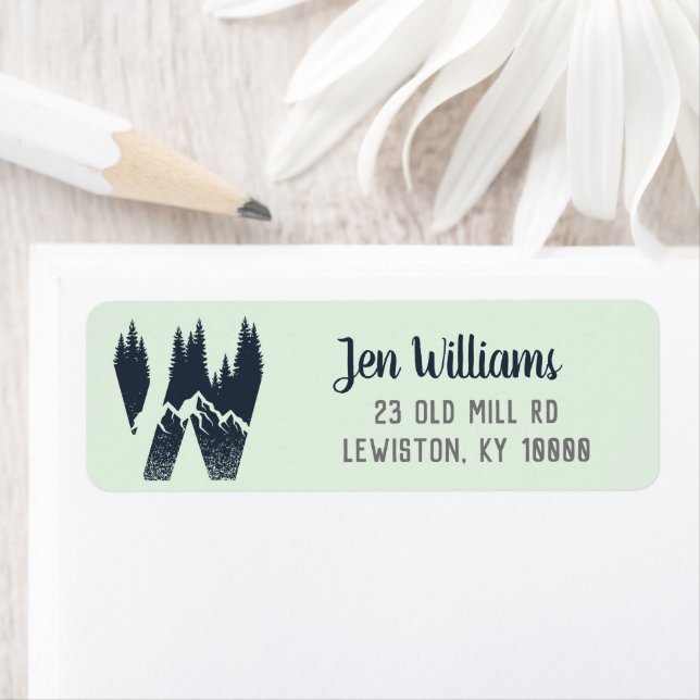 Wilderness Monogram 'W' Return Address Label (Insitu)