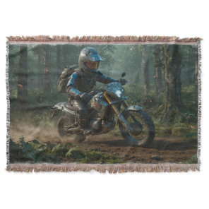 Wilderness Motocross - Dirtbike Racer   Throw Blanket
