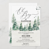 Wilderness Oh Boy Calligraphy Baby Shower Invitation (Front/Back)