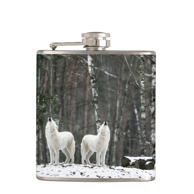 Wilderness Polar Wolf Flask (Front)