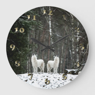 Wilderness Polar Wolf Large Clock