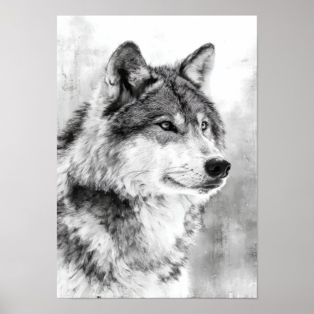 Wilderness Spirit - Gray Wolf Fine Art Sketch Poster (Front)