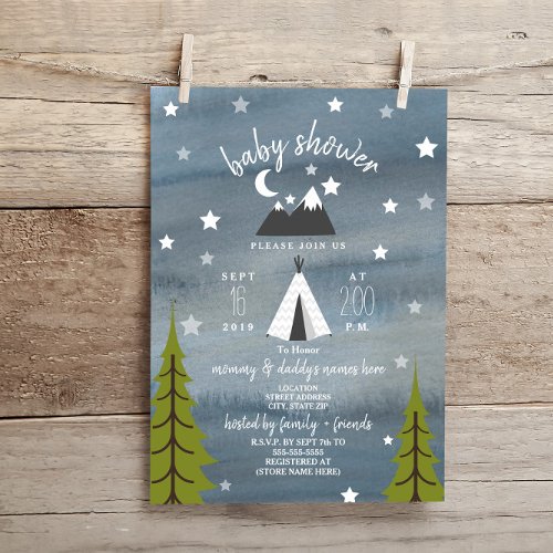 Wilderness Stars Neutral Baby Shower Invitation