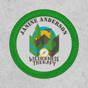 Wilderness Therapy Camping Hiking Compass Mountain Patch