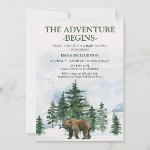 Wilderness Trees Brown Bear Baby Shower Invitation