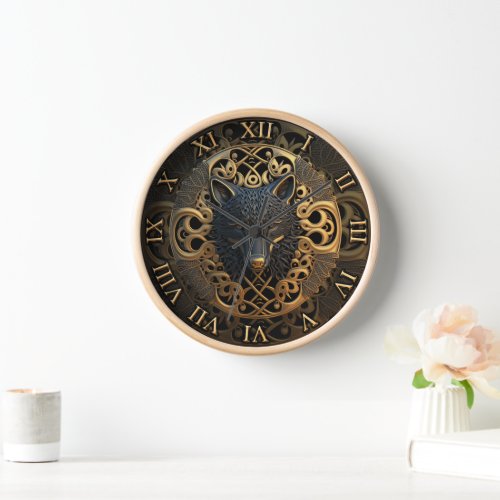 Wilderness Wall Art Howling Wolf With 3D Face Deco Clock