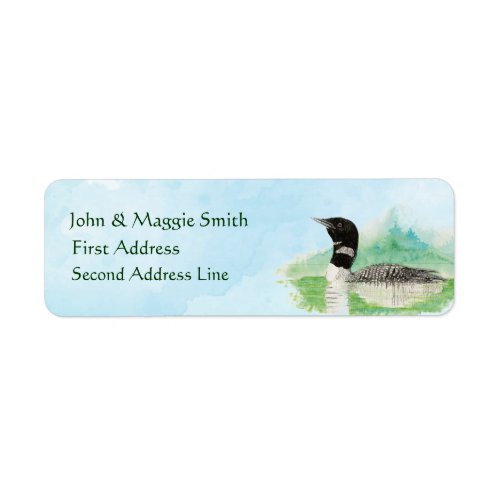 Wilderness Watercolor Bird Loon Address Label