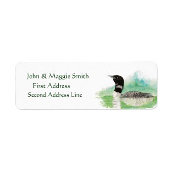 Wilderness Watercolor Bird Loon Address Label by countrymousestudio at Zazzle