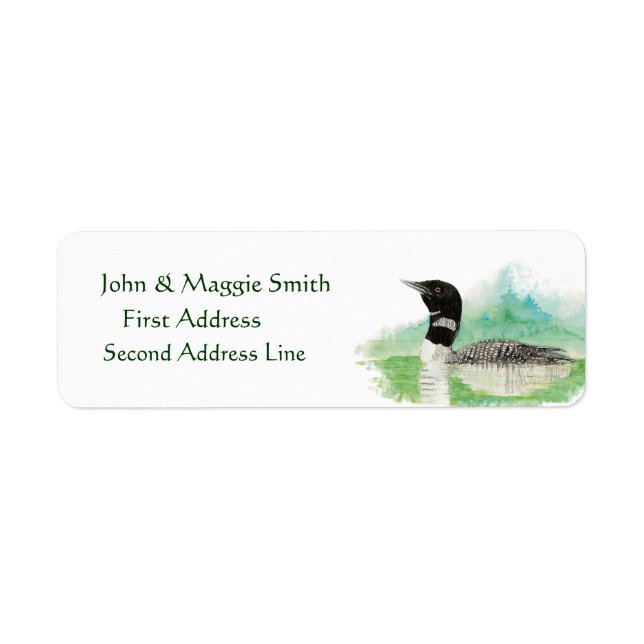 Wilderness Watercolor Bird Loon Address Label (Front)