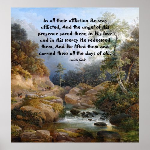 Wilderness Waterfall Isaiah God Carries You Poster