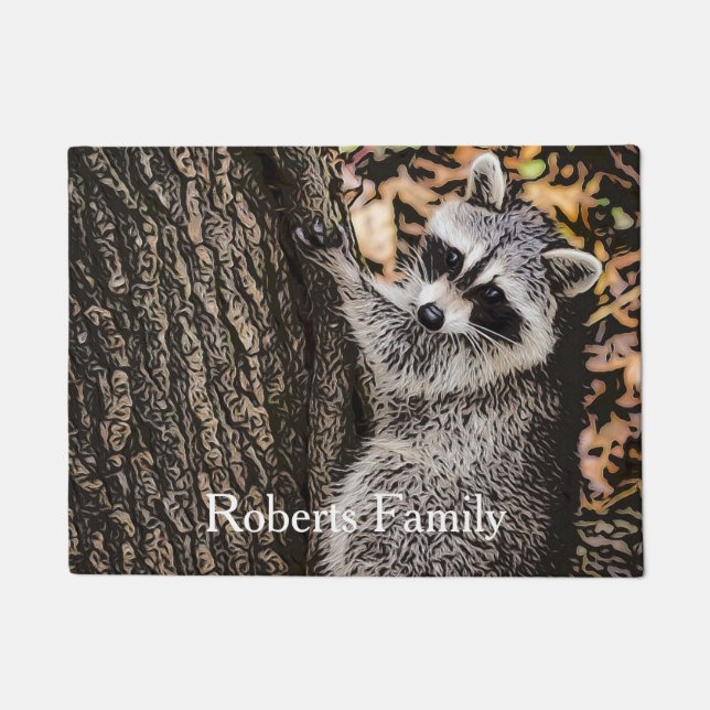 Wilderness Wild Raccoon Doormat (Front)