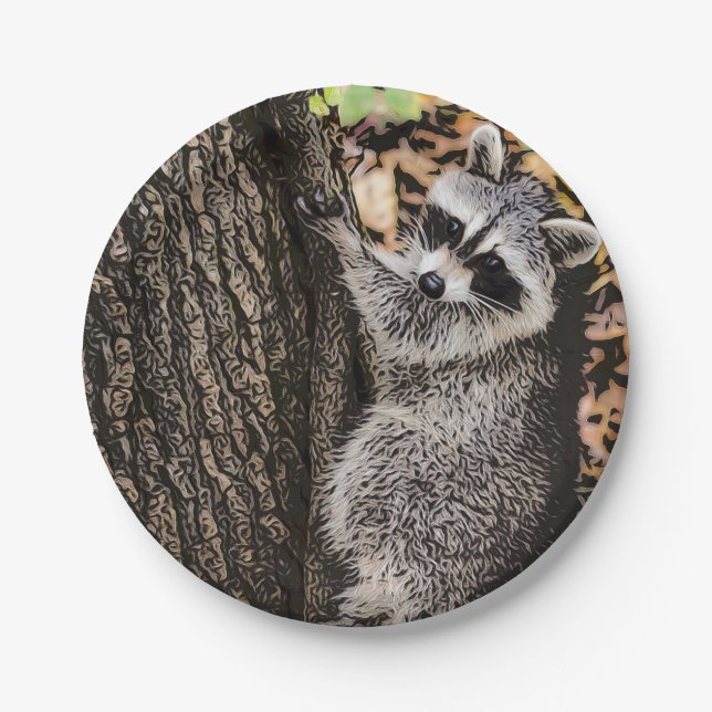 Wilderness Wild Raccoon Paper Plates (Front)