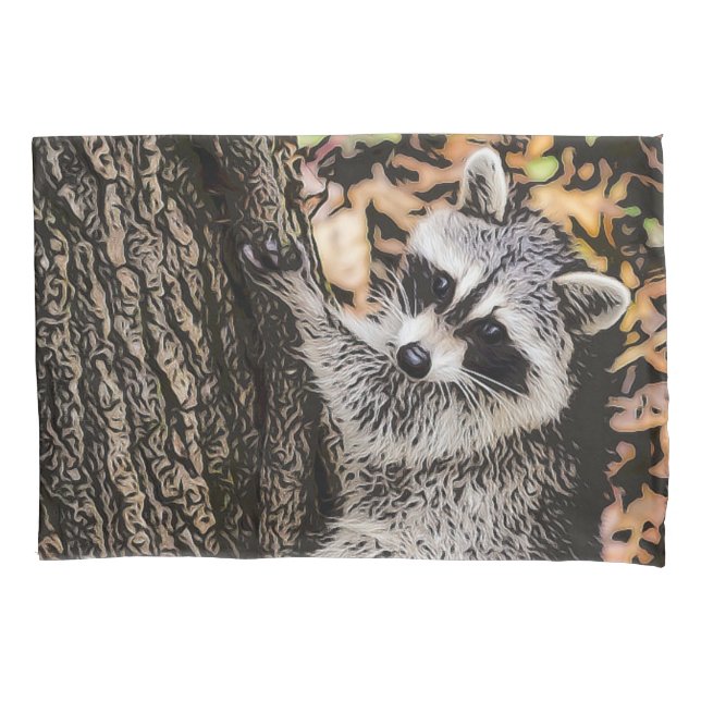 Wilderness Wild Raccoon Pillow Case (Front)