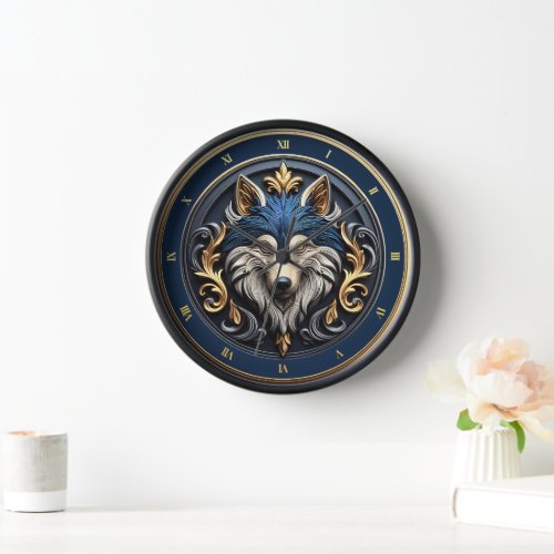 Wilderness Wolf Art 3D Design Wildlife Animal Clock