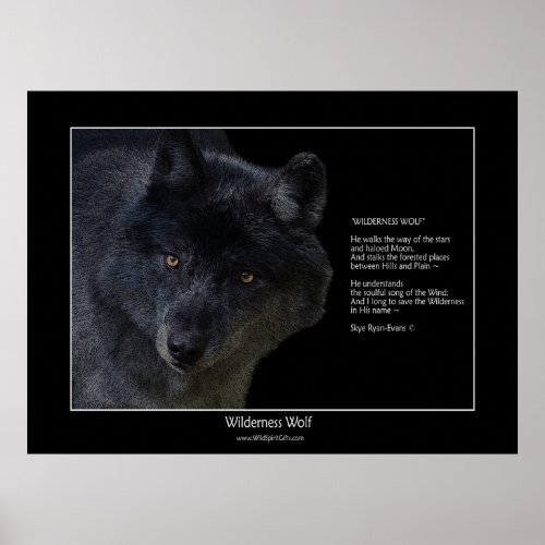 WILDERNESS WOLF Wildlife Supporter Poster w poem