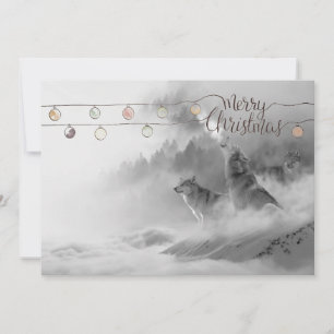 Wilderness Wolves In Snow Christmas Holiday Card