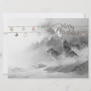 Wilderness Wolves In Snow Christmas Wildlife Holiday Card