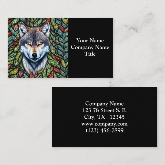 Wilderness Woodland Predator Wolf Business Card (Front/Back)