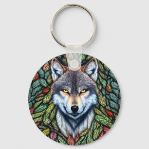 Wilderness Woodland Predator Wolf Keychain