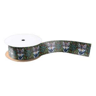 Wilderness Woodland Predator Wolf Satin Ribbon