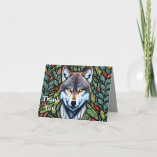 Wilderness Woodland Predator Wolf Thank You Card