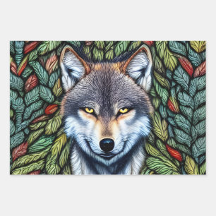 Wilderness Woodland Predator Wolf Wrapping Paper Sheets