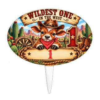 Wildest One in the West Cowboy First Birthday Cake Topper