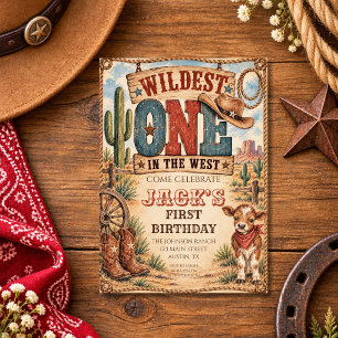 Wildest One in the West Cowboy First Birthday Invitation