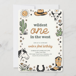Wildest One Western Cowboy First Birthday Invitation