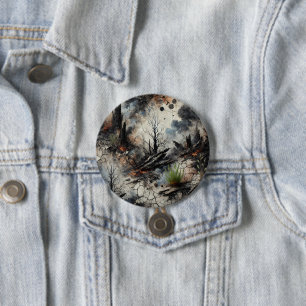 Wildfire Aftermath Abstract Art Button