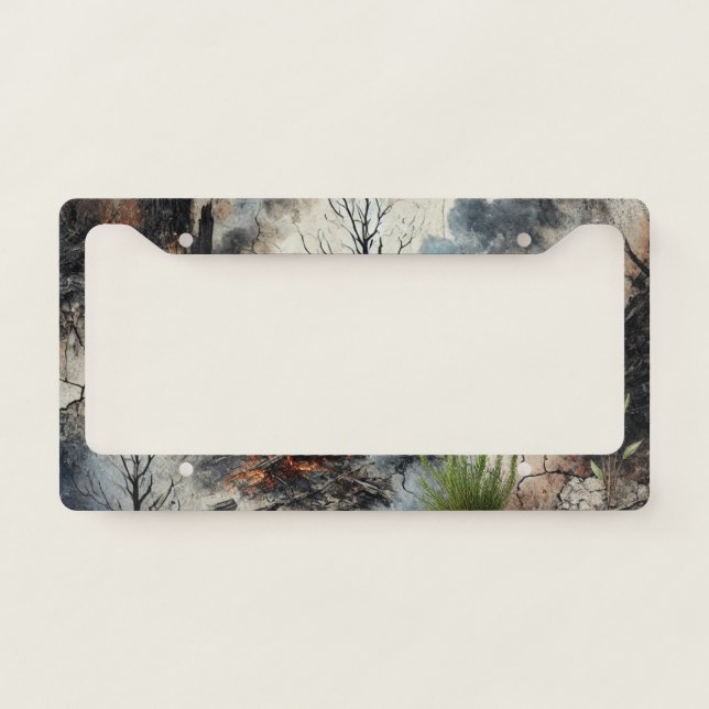 Wildfire Aftermath Artistic License Plate Frame (Front)