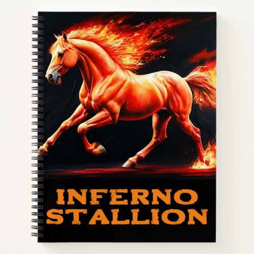 Wildfire Steed Orange Horse with Burning Mane Notebook