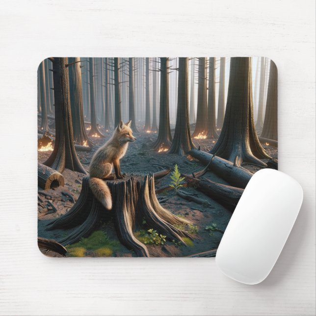 Wildfire Tree Stump With Fox Mouse Pad (With Mouse)