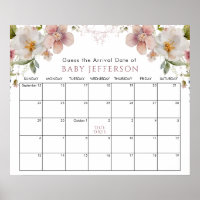 Wildfloral Baby Shower Guess Due Date Calendar Pos