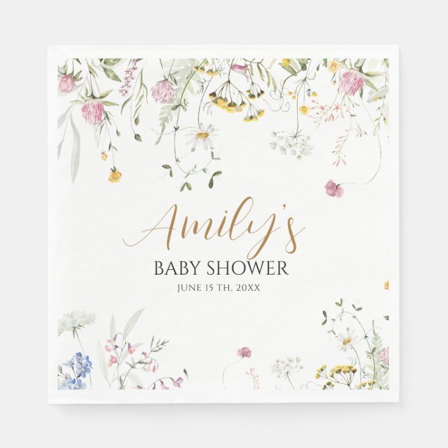 Wildfloral Girls Baby Shower Napkins (Front)