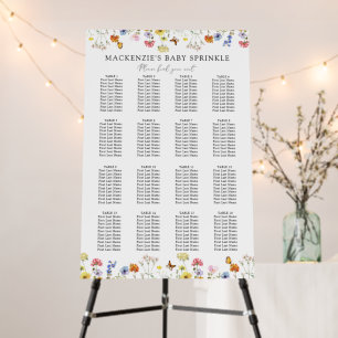 Wildflower 16 Table Baby Sprinkle Seating Chart Foam Board
