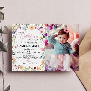 Wildflower 1st Birthday Invitation
